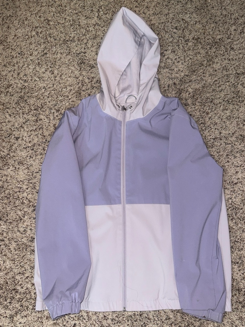Kids Hooded Colorblock Windbreaker Jacket - Lilac & White